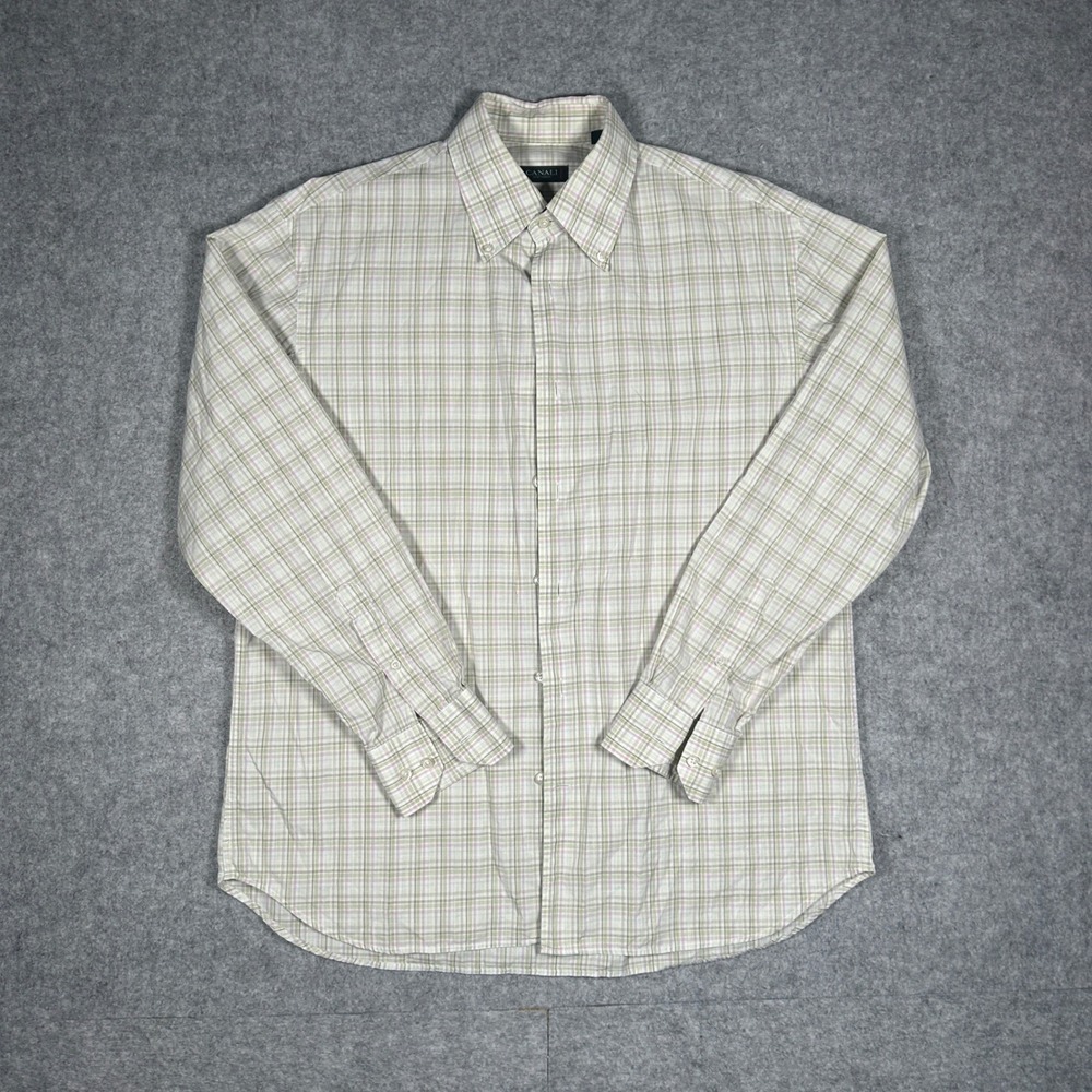 Canali Sportswear Button Down Shirt Mens‎ Large Multicolor Plaid Cotton Italy